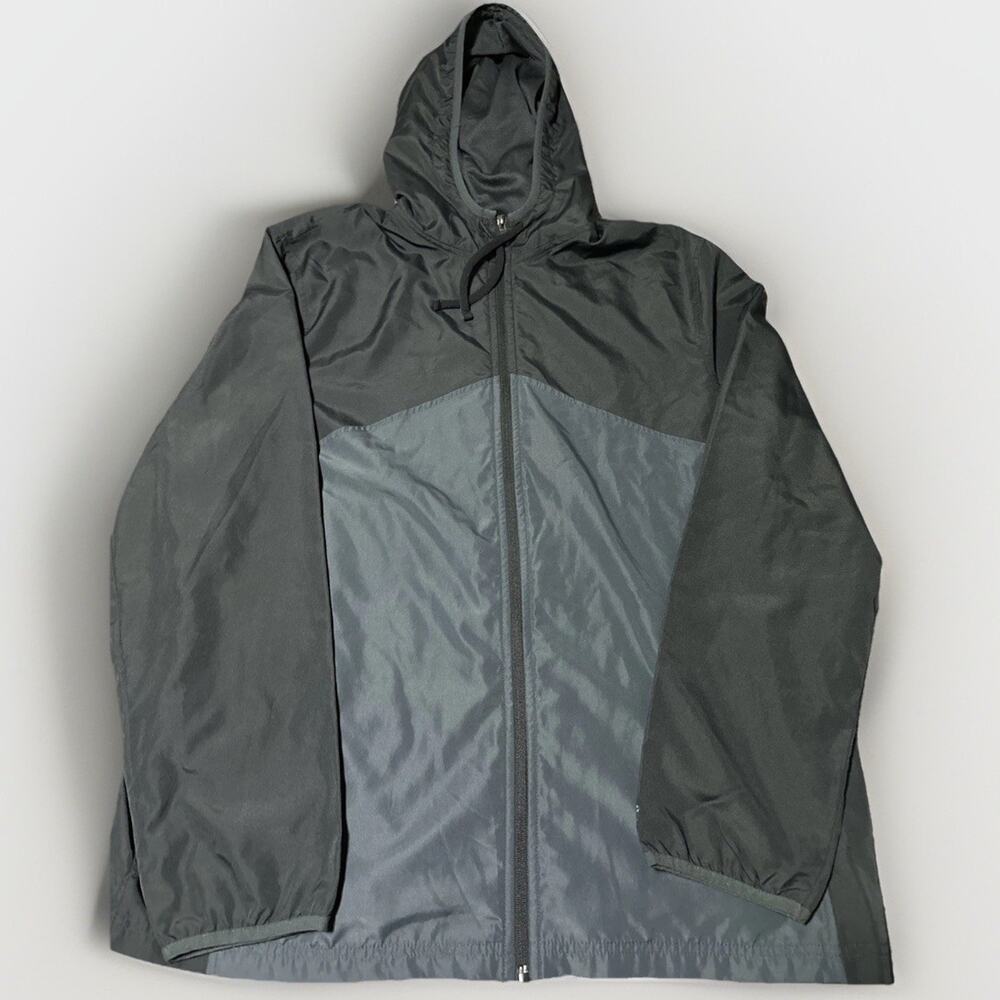Starter Hoodie Jacket Mens XL Black Grey Full Zip Lightweight Windbreaker